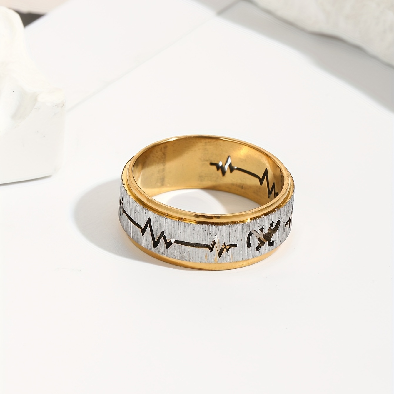Vintage Stainless Steel Ring For Men Carving Pattern Random